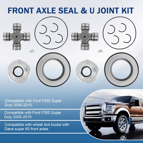 Front Axle Seal & Greaseable U Joint Kit fit for Ford F250 F350 Superduty 05-14 - Picture 2 of 24