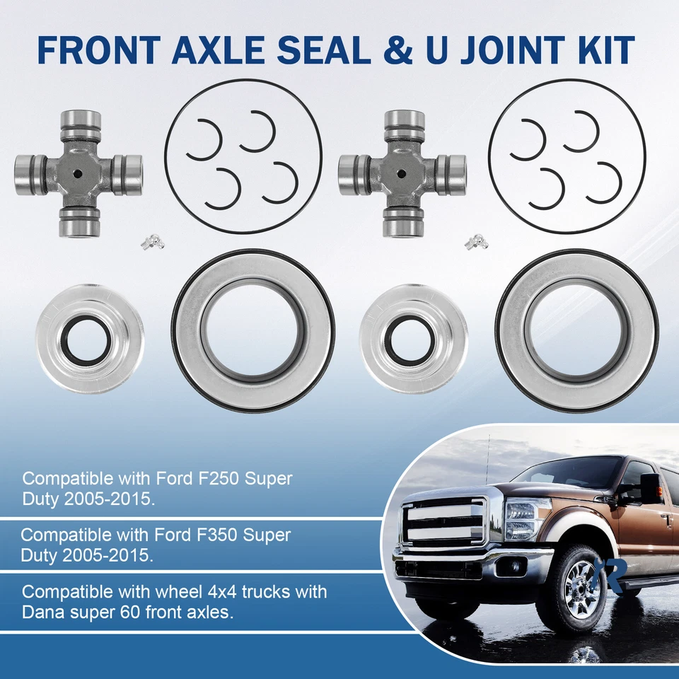 Kit de junta en U engrasable y sello de eje delantero apto para Ford F250 F350 Superduty 05-14 Foto 2 de 4