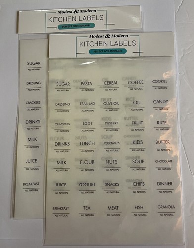 KITCHEN LABELS PANTRY STICKERS ORGANIZE EDIT 2 SETS Of 35 (70 labels) STORAGE - Picture 2 of 2