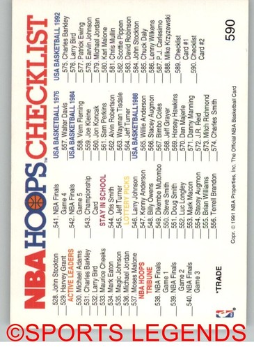 1991-92 NBA Hoops #501-590 - Picture 181 of 181