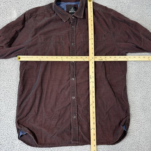 Prana Men Corduroy Button Down Shirt Size XL Brown Red Long Sleeve - Picture 3 of 7