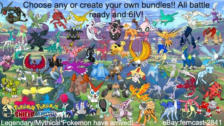 Choose Your Legendary Mythical Pokemon Shiny or Non-Shiny Sword & Shield  SwSh