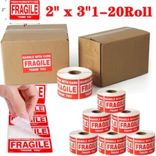 1-20rolls Fragile Stickers 2"x3" Fragile Label Sticker Handle With Care 500/roll