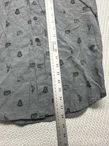 STAR WARS Gray Short Sleeve Button Up Darth Vader Yoda Chewy Shirt -Size XL - Picture 6 of 7