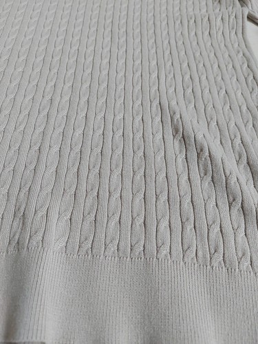 Gianni Feraud Cable Crew Long Sleeve Lightweight Knit Sweater Size XL Grey Putty - Picture 4 of 5