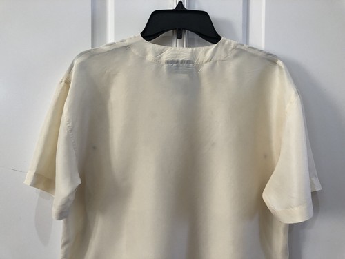 Silk Exchange Blouses Size S Ivory Short Sleeve Button-down Pockets 100% Silk - Picture 6 of 16