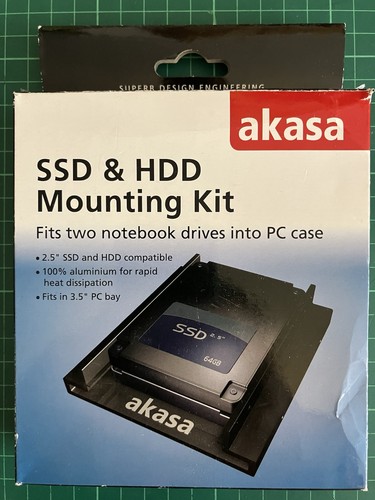 Kit de montage double AKASA aluminium épais SSD HDD 2,5” à 3,5” support PC de bureau