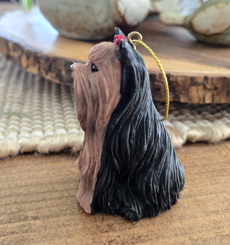 Resin Yorkshire Terrier Yorkie Silkie Dog Figurine Ornament Christmas 2 1/2" - Picture 2 of 5