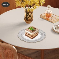 6PCS Snack Plates Silver Serving Tray Round Restaurant Service Buffet Dishes Set