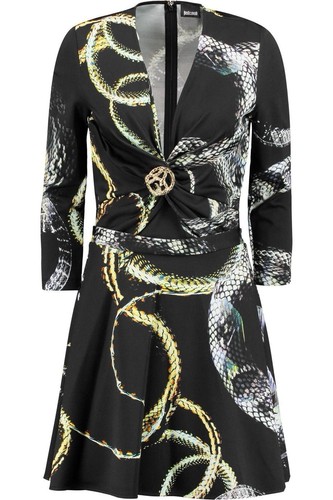 Just Cavalli Kleid mit Schlangenmuster - Langarm Twist Front Größe 40 / S - Bild 1 von 18