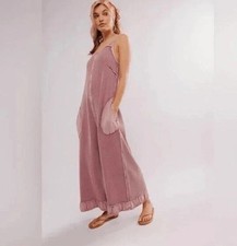 Free People Callie One-Piece Jumpsuit Wide-Leg Waffle Rose FP Size: SMALL NWOT S