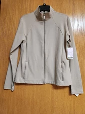 Beige Zip-Up Activewear Jacket. NWT. XL. Ebb & Flow.