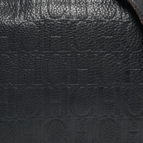 Carolina Herrera Navy Blue Monogram Embossed Leather Chain Shoulder Bag - Picture 5 of 10