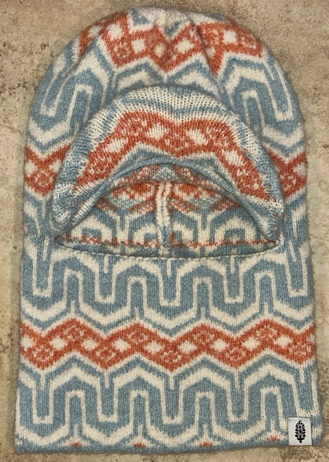 Free People Rally Retro Billed Balaclava Fair Isle Knit Hood Hat Beanie Used