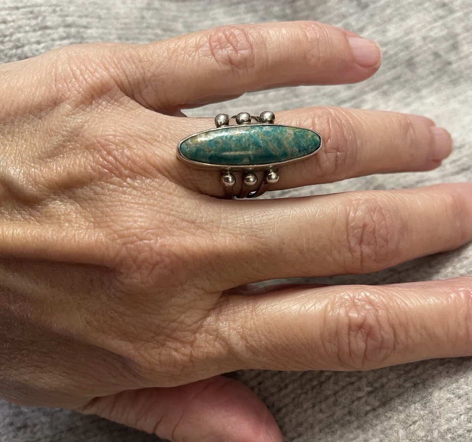 Anillo de plata esterlina de jade colorado talla 6,5 Foto 4 de 4