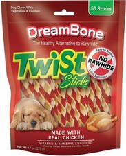 Dreambone Twist Sticks, Made with Real Chicken, Rawhide-Free Chews for Dogs, 50