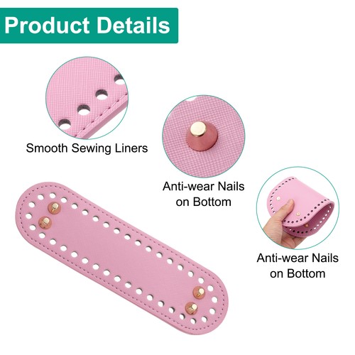 2pcs Bag Bases for Crochet 7.1" x  2" Oval Bag Bottom Shaper Pink - Picture 3 of 6