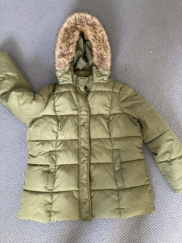 Padded Green Fur Trim, Hooded Jacket From Very, Size 18, Zip Up & Poppers - Picture 4 of 4