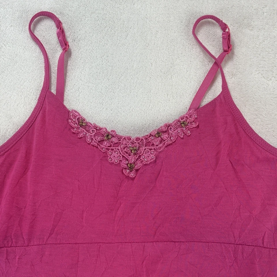 De Colección Y2K Limited Too Babydoll Cami Top Niñas 10 Rosa Crochet Encaje Barbiecore Foto 2 de 4