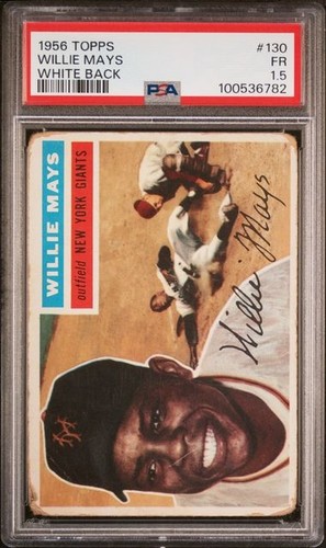 1956 TOPPS #130 WILLIE MAYS WHITE BACK