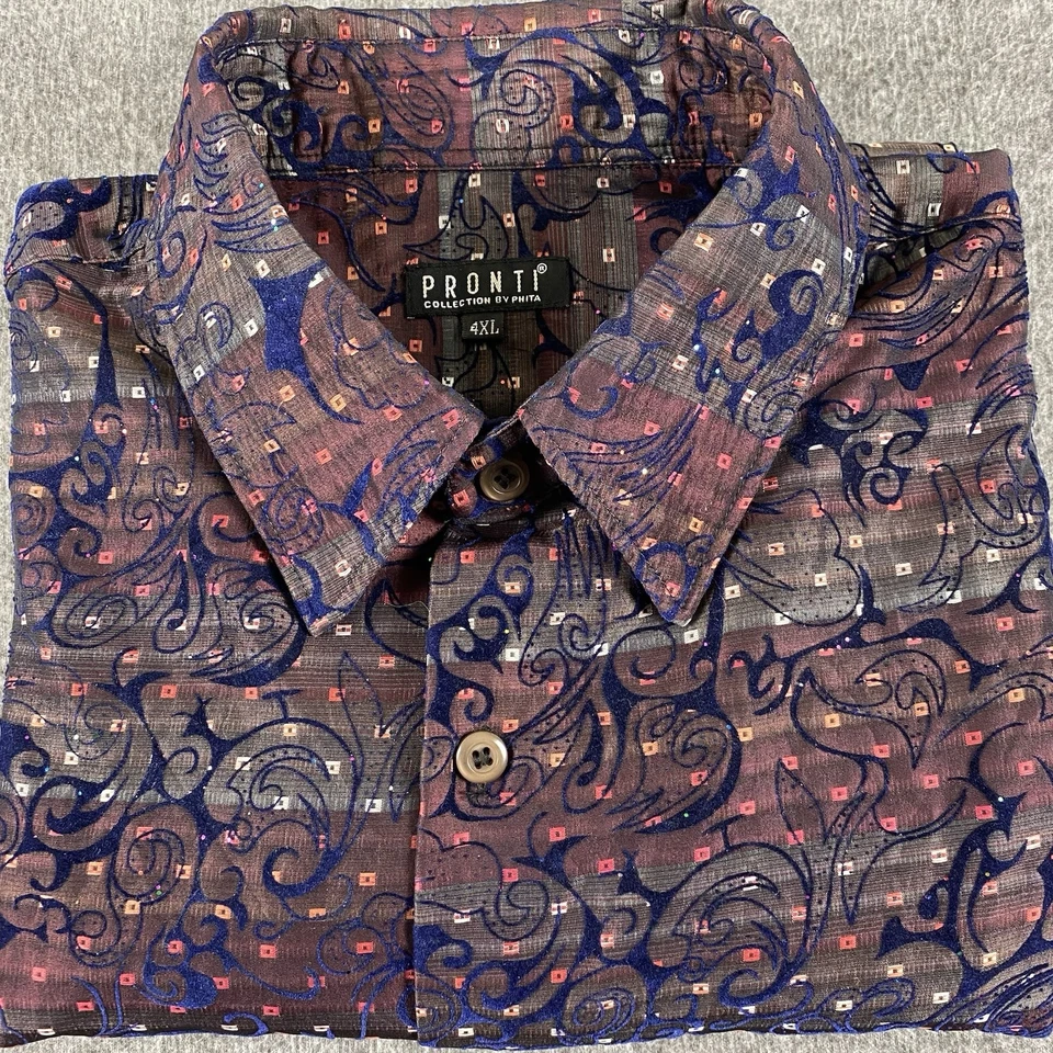 Pronti Collection by Phita Men’s Dress Shirt 4XL Multicolor Paisley Swirl - Image 3 of 4