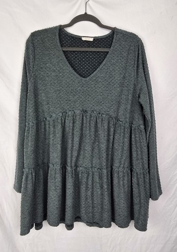 Oddy strukturiertes Babydoll Stufen Boho fließend Tunika Top Gr. Damen Gr. 1XL