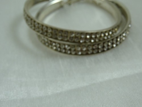 6 pairs Fashion Hoop Earrings Black, Gold & Silver Tone Glitzy Rhinestone 2"- 3" - Picture 13 of 24
