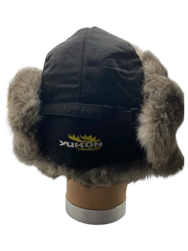 Yukon Tracks Hat Size Large Mens Real Rabbit Fur Trapper Hunting Winter Black - Picture 4 of 7