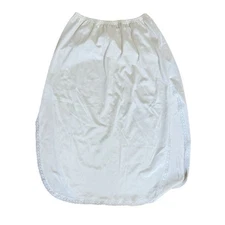 Vanity Fair Women Ivory Half Slip L Vtg slits Lace Trim nylon USA granny modest