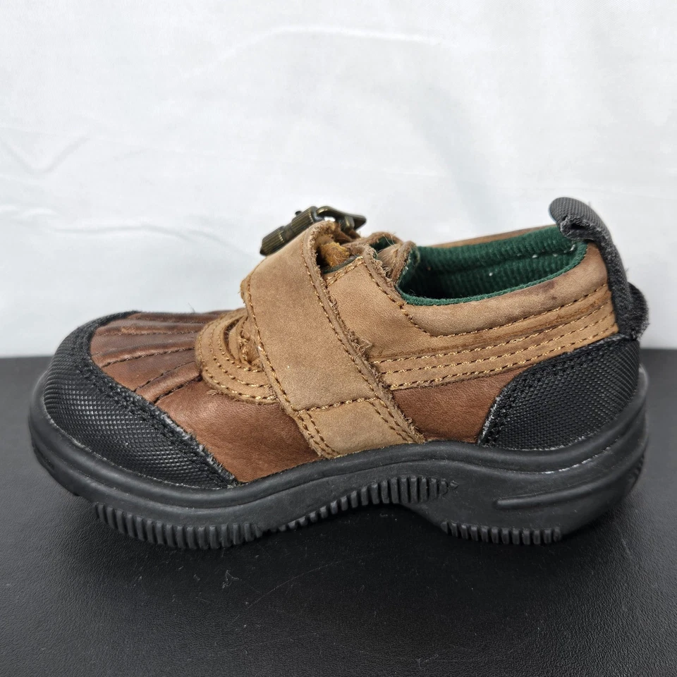 Zapatos Polo Sport Ralph Lauren Niño Pequeño Talla 5 Marrón Pato Hebilla Correa de Cuero Foto 4 de 4