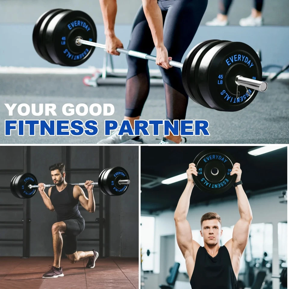 Placa de peso olímpica con buje de acero, negra, juego de 160 libras Foto 4 de 4