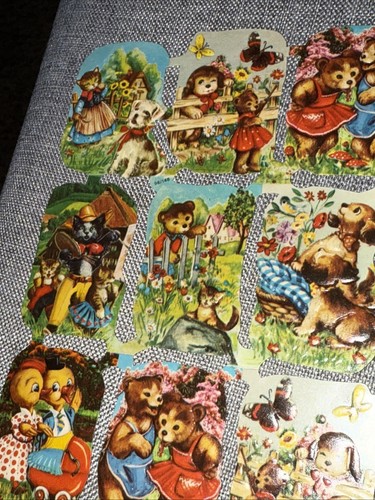 16 Vtg Pieces Scrap Sheet Die Cuts Kitschy Dog Chick Rabbit Kruger West Germany - Picture 5 of 7