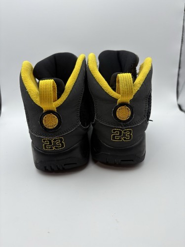 Nike Air Jordan 9 Retro Kid's Size 1Y Dark Charcoal University Gold 401811-070 - Picture 7 of 16