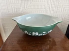 Pyrex JAJ Large Cinderella Bowl Vintage Shamrock Clover Leaf Green White 1960s