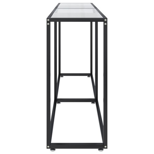 Transparent Console Table 180x35x75.5cm Tempered Glass & Steel, Modern Design - Picture 4 of 5