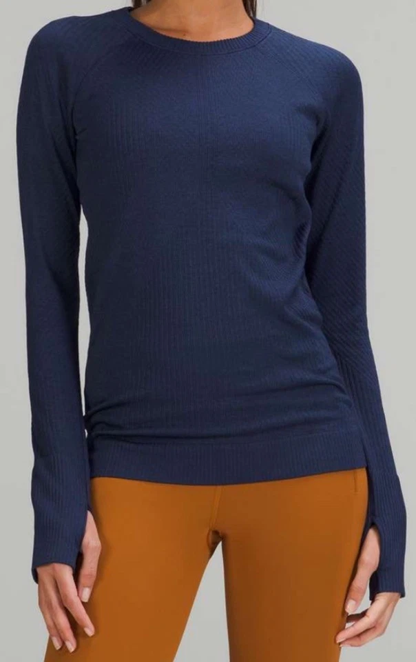 Camisa Pullover Lululemon Rest Less Noche Azul Mar Manga Larga Capa Talla 4 Pequeña Foto 2 de 4