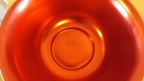 Große Vintage rot farbig eloxiert Aluminium Salat Servier Schüssel 11,5" - Bild 5 von 5