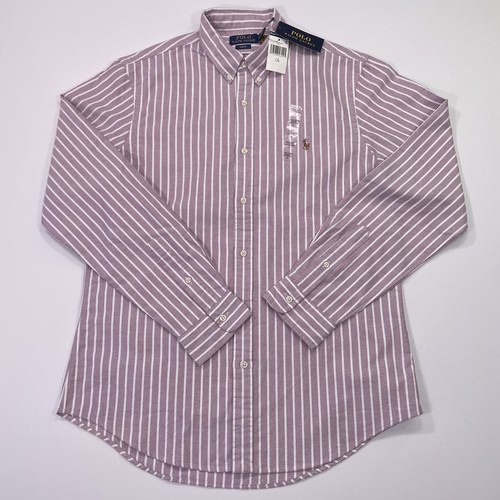 Polo Ralph Lauren Striped Button Shirt Men’s L NWT Pink Salmon Slim Fit  - Picture 1 of 10