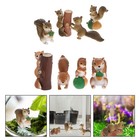 8 Pcs Mini Figurines Animal Garden Ornaments Squirrel Decoration