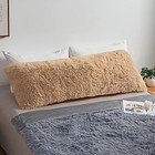  Shaggy Plush Body Pillow Cover Faux Fur Fluffy 54" x 20" (Pack of 1) Camel