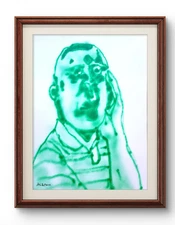 Original Art Phone Call 14x11 Street Art Style Impressionist Painting on Paper