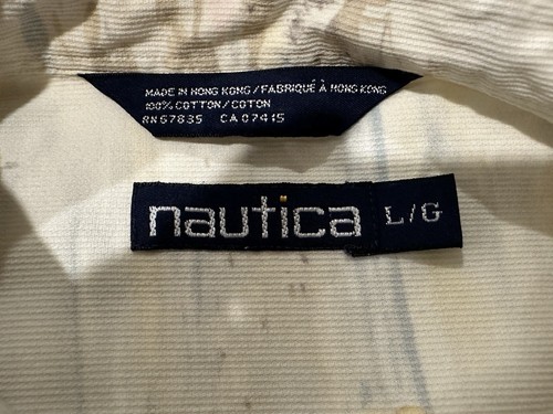 Nautica Men Shirt Camp L XL Cape Cod Shore All Over Print Light Corduroy VTG - Picture 6 of 6