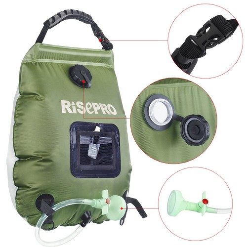 Doccia Solare da Giardino Portatile Da Esterno Serbatoio 20L Con Soffione Regola - Foto 11 di 24