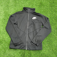 Nike Men’s Track Jacket Black Standard Fit Full Zip Polyester Knit Size G