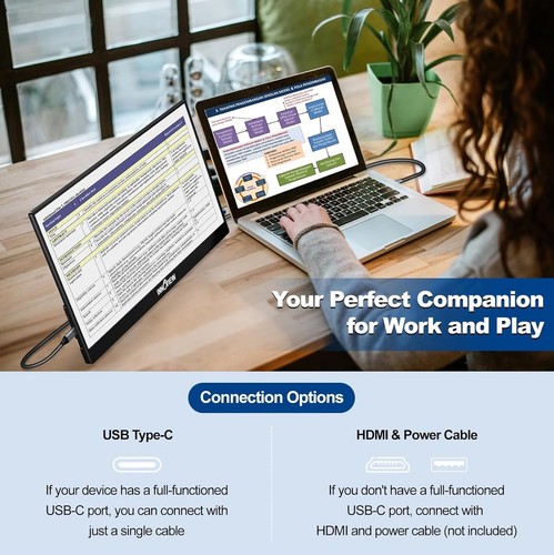 Portable Monitor 15.6" 1080P Portable Monitor for Laptop with Protective Sleeve - Picture 9 of 10