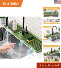 24'' Longer Faucet Mat for Kitchen Sink Splash Guard 7 Slope Fast Self-drain...