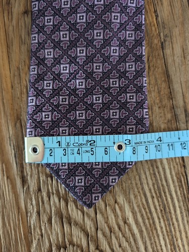 IKE BEHAR Mens 100% Silk Tie Navy Blue Pink Geometric Print USA New With Tag - Picture 15 of 16