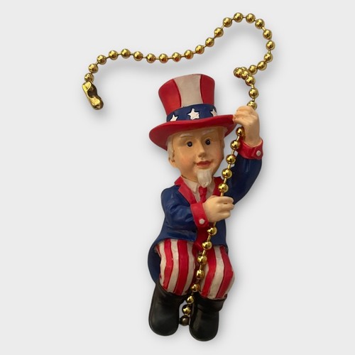 Vintage Uncle Sam Ceiling Fan Pull Fourth Of July 4th Holiday Gold Chain Decor