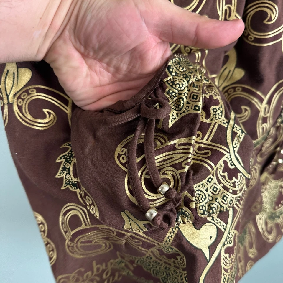 Baby Phat 儿童女孩 XL 衬衫连衣裙棕色金色口袋 y2K 杀手全新带标签 — 第 4/4 张图片