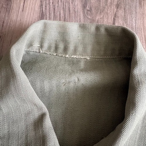 VINTAGE WWII USMC Marine Corp P47 HBT Chore Green Herringbone Twill Jacket 40s - Picture 11 of 16